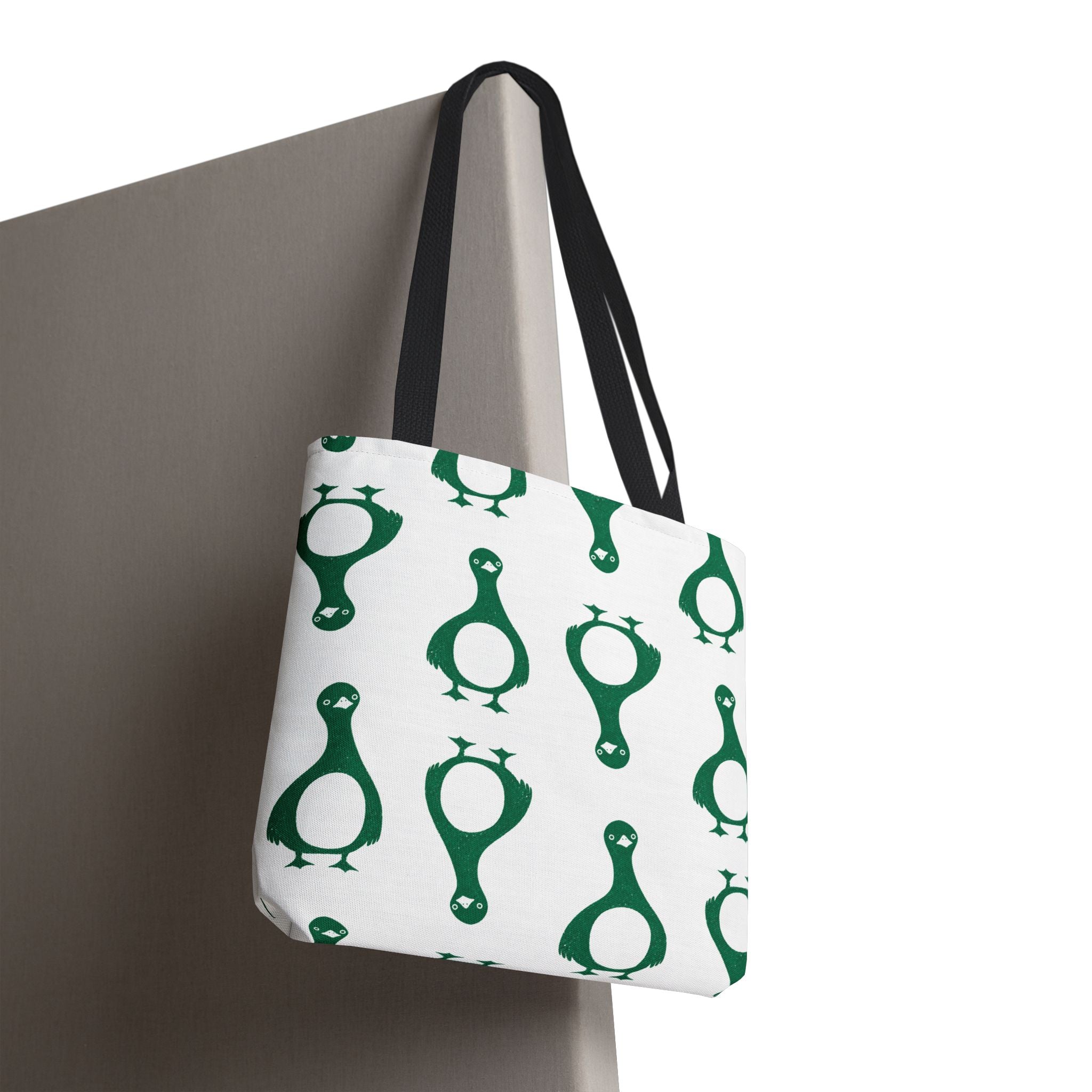 Green Penguin Pattern Tote Bag — Cute Reusable Shopping & Beach Tote