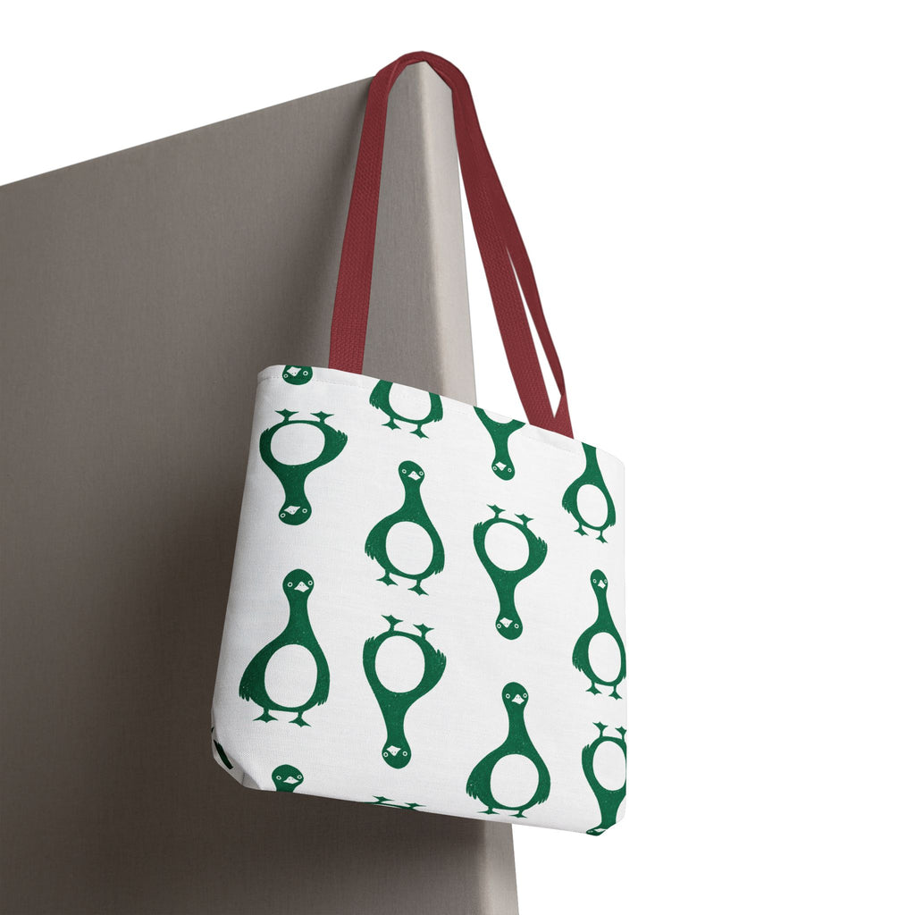 Green Penguin Pattern Tote Bag — Cute Reusable Shopping & Beach Tote