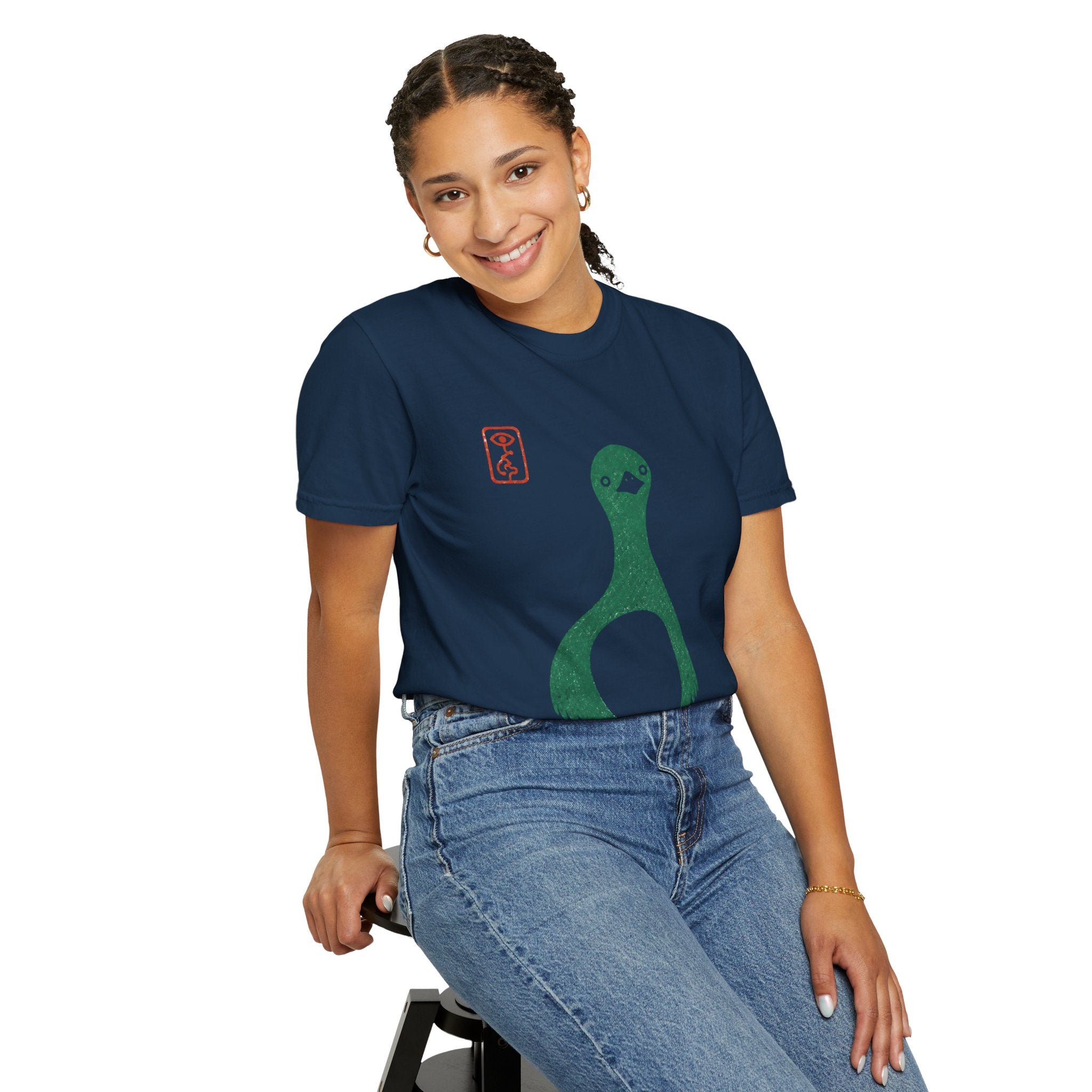 Pigeon Graphic T-Shirt — Vintage Green Bird Print