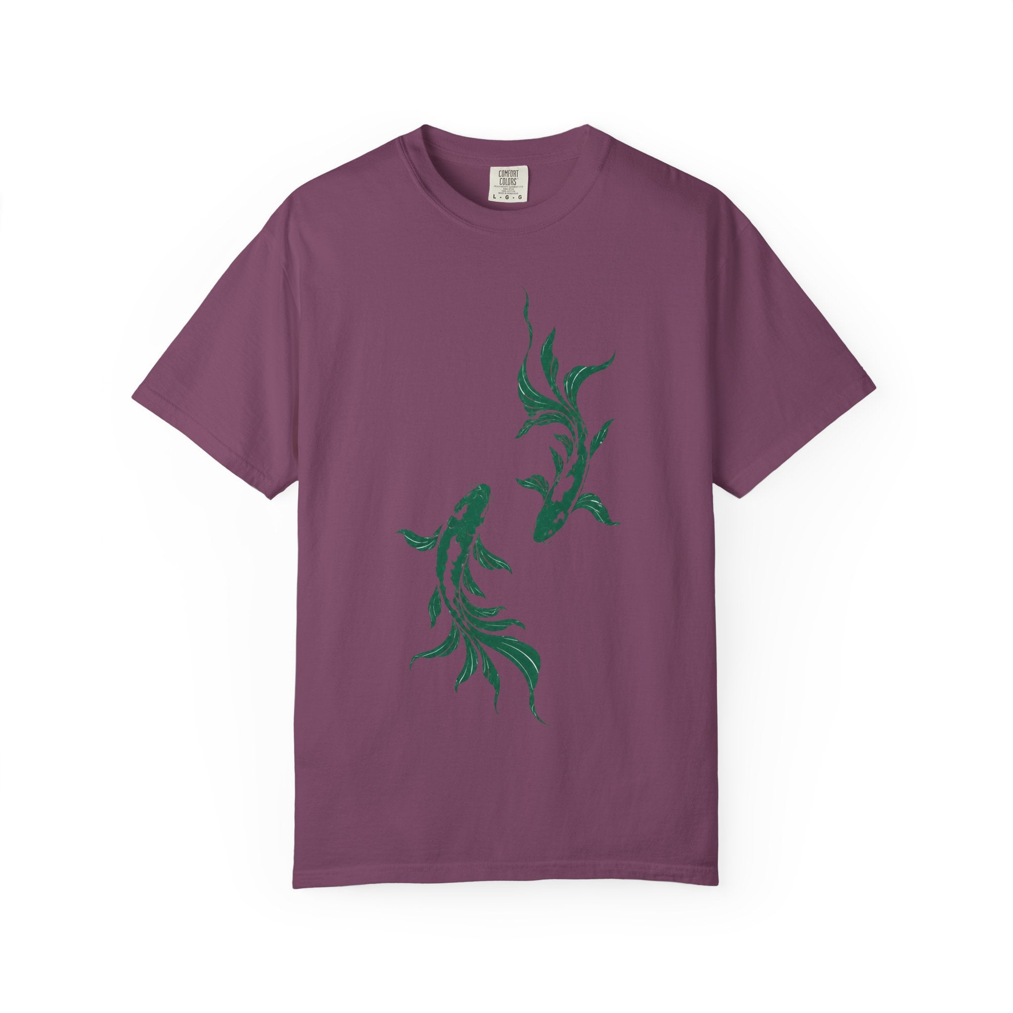 Koi Fish Graphic T-Shirt – Green Dual Koi Design