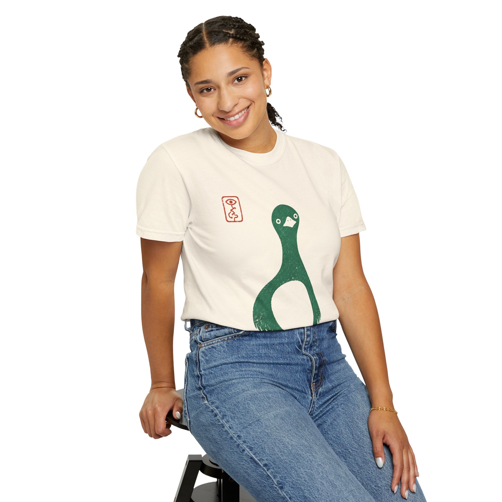 Pigeon Graphic T-Shirt — Vintage Green Bird Print