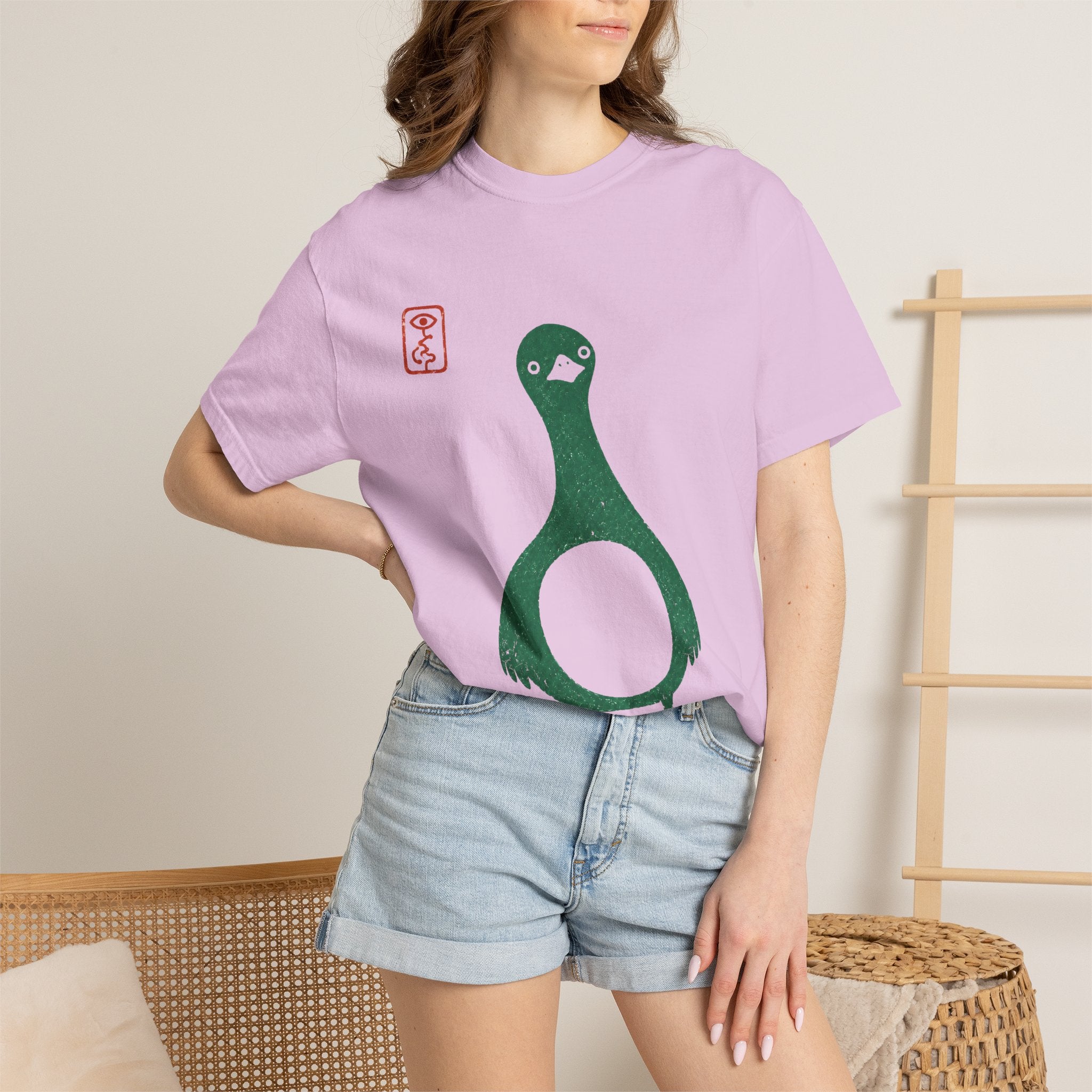 Pigeon Graphic T-Shirt — Vintage Green Bird Print
