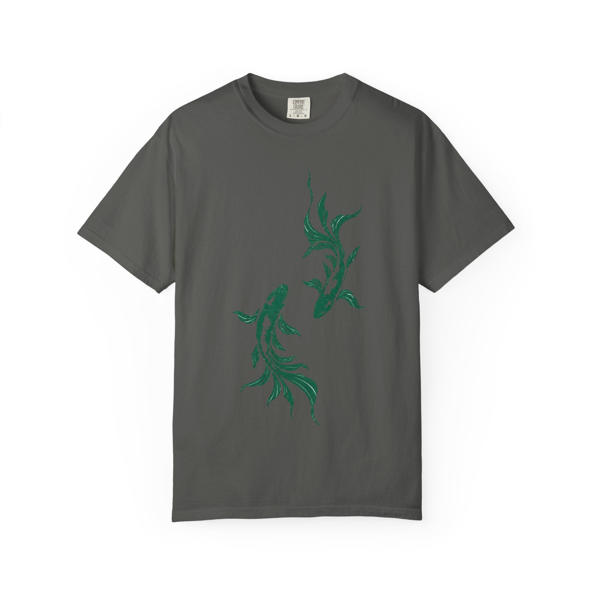 Koi Fish Graphic T-Shirt – Green Dual Koi Design